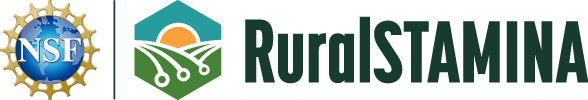 NSF logo next to RuralSTAMINA text with a farm and sunrise graphic.