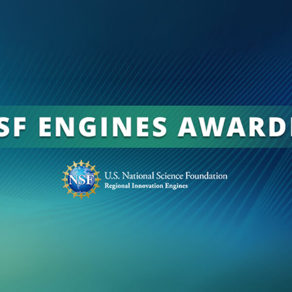 NSF Engines Awardee" with NSF and Regional Innovation Engines logos on a blue background.