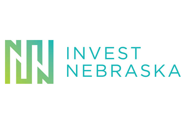 Green and blue Invest Nebraska logo with stylized "IN" graphic on the left.